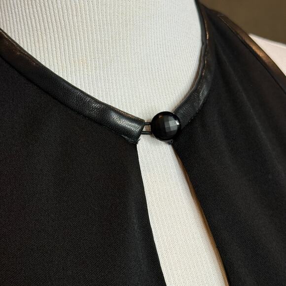 KOKIN New York Black Leather-Trim Halter Gown Size 10 Elegant Evening Statement - Picture 4 of 16